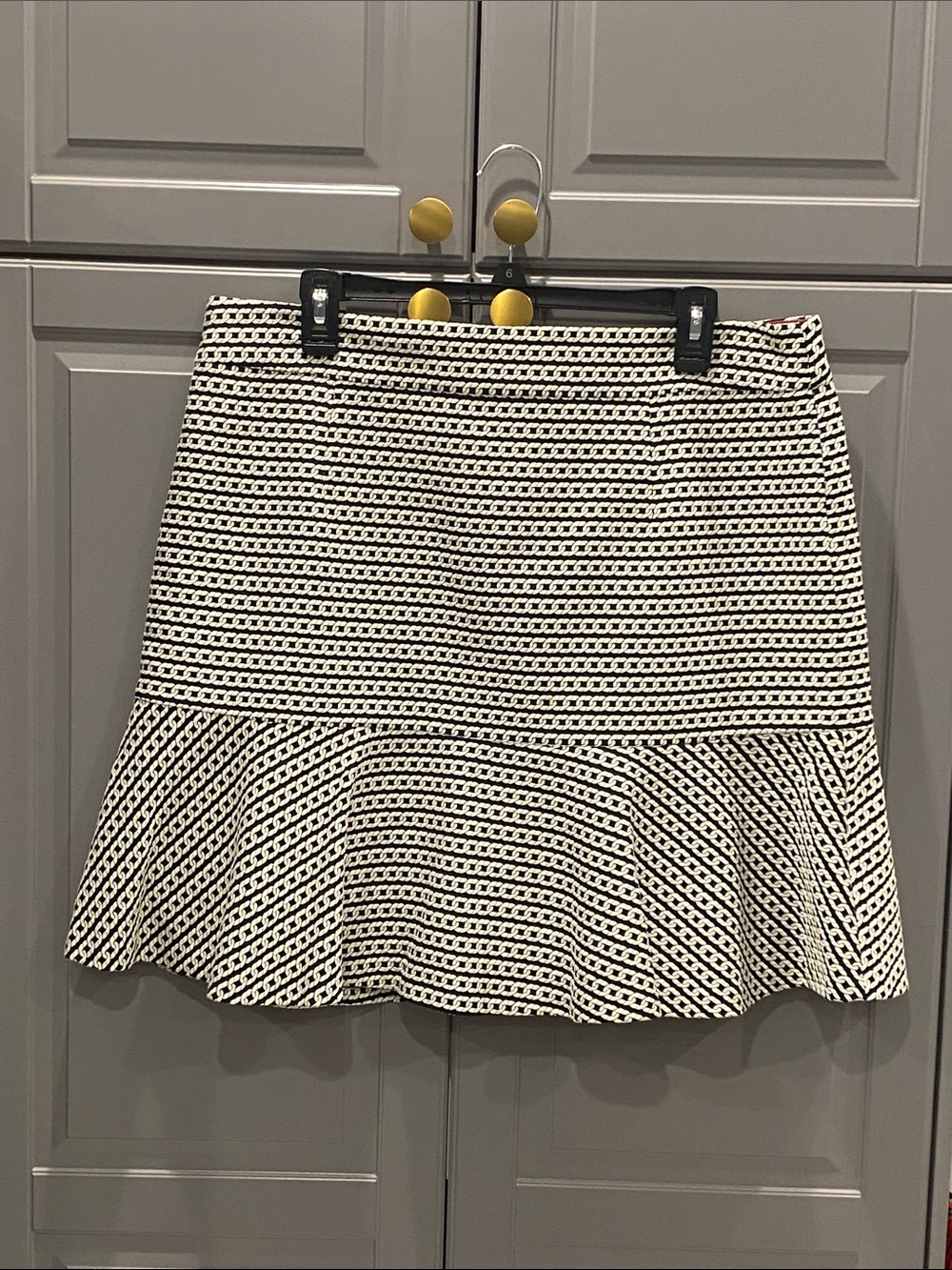 Black & White A-Line Flounce Hem Skirt